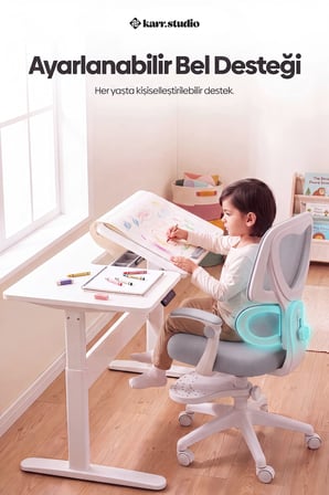 Lora Ergonomik Çocuk Çalışma Sandalyesi - Gri