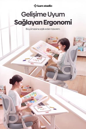 Lora Ergonomik Çocuk Çalışma Sandalyesi - Gri