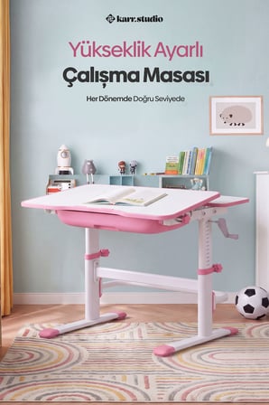 Flora Yükseklik Ayarlı Çocuk Çalışma Masası - Pembe