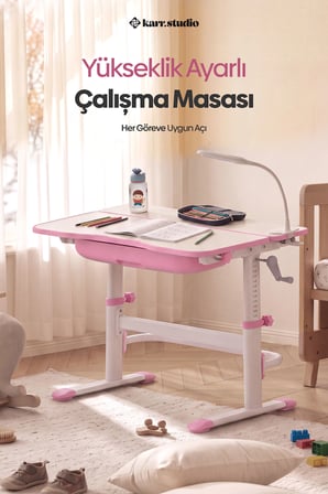 Flora Yükseklik Ayarlı Çocuk Çalışma Masası - Pembe