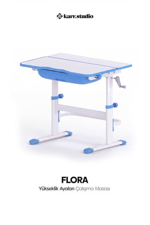 Flora Yükseklik Ayarlı Çocuk Çalışma Masası - Mavi