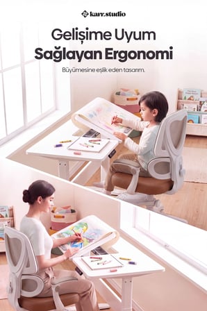 Lora Ergonomik Çocuk Çalışma Sandalyesi - Kahverengi
