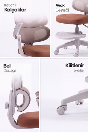 Lora Ergonomik Çocuk Çalışma Sandalyesi - Kahverengi