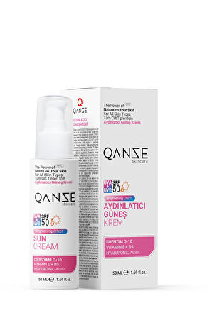 Qanze 50 Faktör Aydınlatıcı Güneş Kremi – Güneş Lekelerine Karşı Etkili Güneş Kremi 50ml