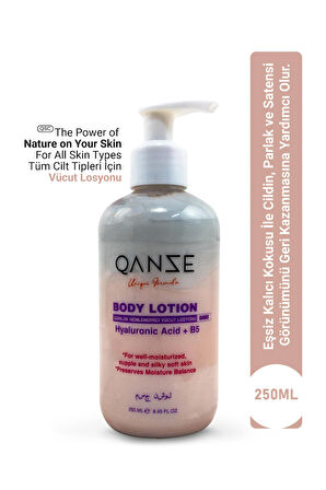 Qanze Bare Vücut Losyonu – Yoğun Nemlendirme Hyaluronic Acid + B5 Ve Eşsiz Vanilya Kokusu – Bare Vanilla 250ml