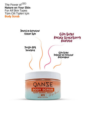 Qanze Bite Body Scrub – Yoğun Temizleme Ve Ferah Orman Meyveleri Kokulu Vücut Peelingi – VS Blackberry 300 ml