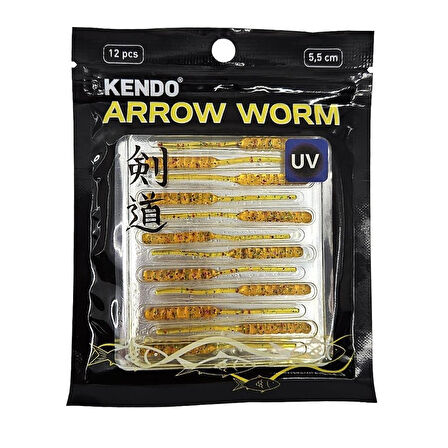Kendo Arrow Worm Shrimp Scent CY400 Lrf Silikonu 5,5cm Caramel Yellow
