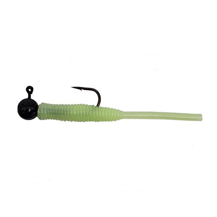 Kendo Hook Worm CY090 Jighead+Lrf Silikonu 1gr+4.5cm Head Black/Glow Green