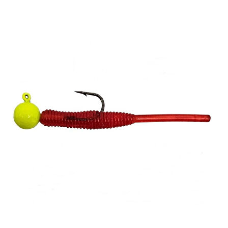 Kendo Hook Worm CY091 Jighead+Lrf Silikonu 1.5gr+4.5cm Head Yellow/Red