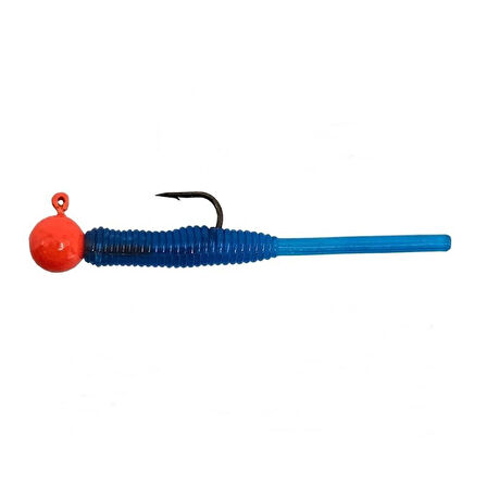 Kendo Hook Worm CY091 Jighead+Lrf Silikonu 1.5gr+4.5cm Head Orange/Blue