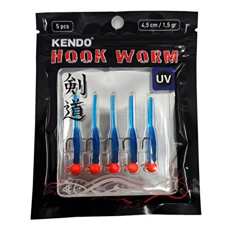 Kendo Hook Worm CY091 Jighead+Lrf Silikonu 1.5gr+4.5cm Head Orange/Blue
