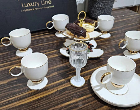 Twinkle Luxury Gold Bone Porselen Kahve Fincan Takımı 01Gld01
