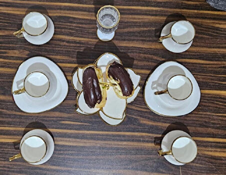 Twinkle Luxury Gold Bone Porselen Kahve Fincan Takımı 03Gld01