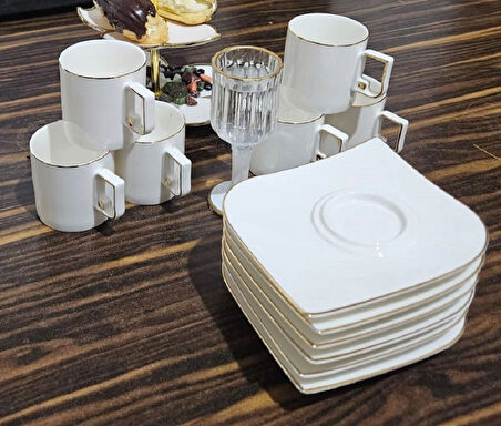 Twinkle Luxury Gold Bone Porselen Kahve Fincan Takımı 09Gld01