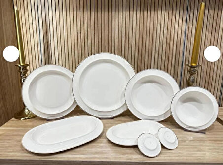 Twinkle Rise 28 Parça Bone Porselen Yemek Takımı Gold 14GLD01