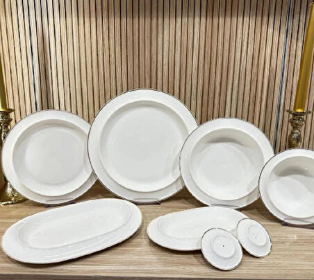 Twinkle Rise 28 Parça Bone Porselen Yemek Takımı Gold 14GLD01