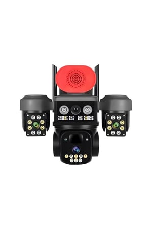 O-KAM OK8090 4G Simkartlı Solar 3 Lens 9MP Siren Mikrofon Hoparlör Yapay Zeka Güneş Panelli PTZ Kame