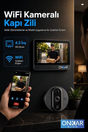 5MP Wifi Kameralı Kapı Zili Görüntülü Kapı Dürbünü Uzaktan Kontrollü Kablosuz Kamera 1080P 130° Görüş