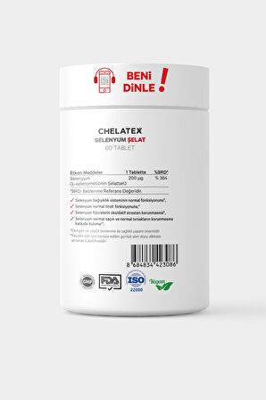 Chelatex Selenyum İçeren Şelat 60 Bitkisel Tablet
