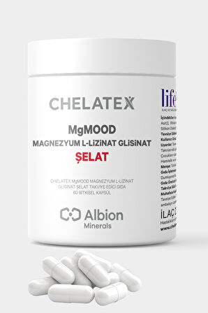 Chelatex Mgmood Magnezyum L-lizinat Glisinat Şelat 60 Bitkisel Kapsül