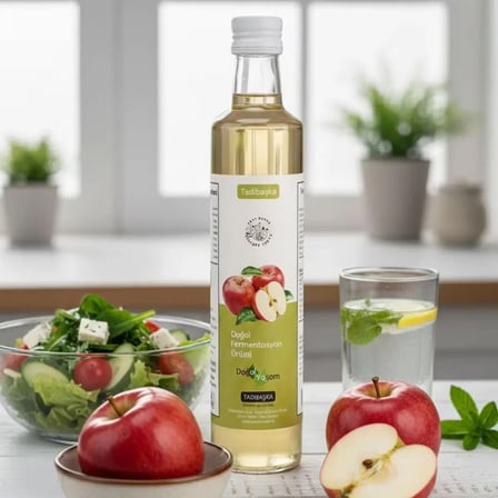 Tadıbaşka Yayla Elma Sirkesi 500 ml – Doğal Fermente, Filtresiz, Katkısız