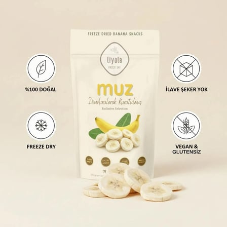 Liyola Freeze Dry Dondurarak Kurutulmuş Muz Dilimleri 20 G X 10 -  Doğal Atıştırmalık (Onlu Paket)