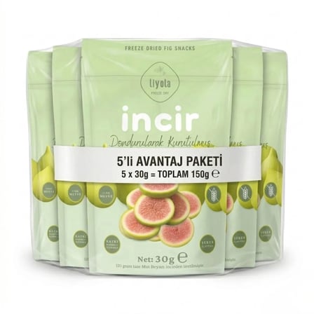 Liyola Freeze Dry, Dondurularak Kurutulmuş Mut Beyazı İncir 5’li Paket (5 x 30g) - Şeker İlavesiz Doğal Atıştırmalık