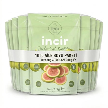 Liyola Freeze Dry, Dondurularak Kurutulmuş Mut Beyazı İncir 10’lu Paket (10 x 30g) - Şeker İlavesiz Doğal Atıştırmalık