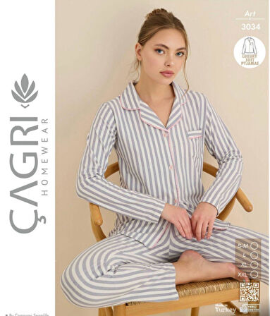 Çağrı Kadın Kışlık Süet Uzun Kollu Önü Düğmeli Pijama Takımı