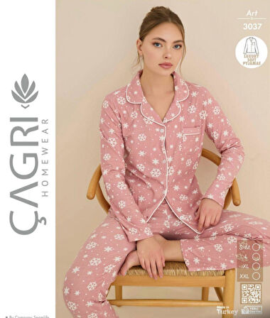 Çağrı Kadın Kışlık Süet Uzun Kollu Önü Düğmeli Pijama Takımı