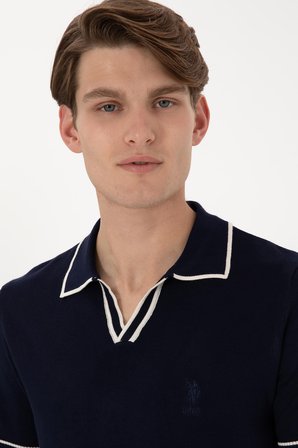 U.S. Polo Logolu Slim Fit Polo Yaka Kısa Kollu Kazak Erkek KAZAK G081SZ0TKPU9469 LACİVERT