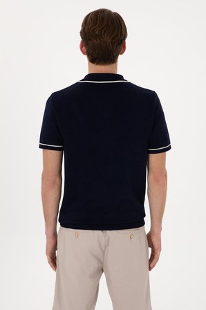 U.S. Polo Logolu Slim Fit Polo Yaka Kısa Kollu Kazak Erkek KAZAK G081SZ0TKPU9469 LACİVERT