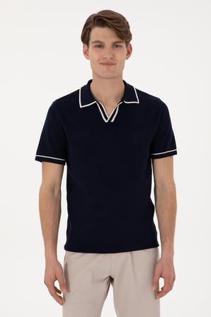 U.S. Polo Logolu Slim Fit Polo Yaka Kısa Kollu Kazak Erkek KAZAK G081SZ0TKPU9469 LACİVERT