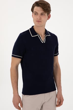 U.S. Polo Logolu Slim Fit Polo Yaka Kısa Kollu Kazak Erkek KAZAK G081SZ0TKPU9469 LACİVERT