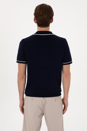 U.S. Polo Logolu Slim Fit Polo Yaka Kısa Kollu Kazak Erkek KAZAK G081SZ0TKPU9469 LACİVERT