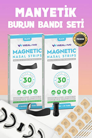 60 Adet Premium Mıknatıslı Burun Bandı, Horlama Önleyici Burun Aparatı