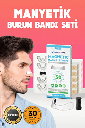 Premium Mıknatıslı Burun Bandı 30 Adet, 2025 Beyaz, Estetik Dilatörü, Breath Life!