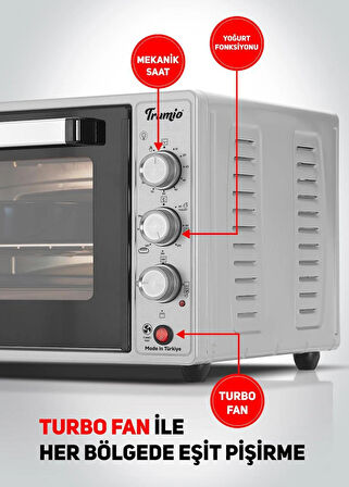 Trumio Elektrikli Fırın, Trubo Fan + Lamba, Yoğurt Mayalama