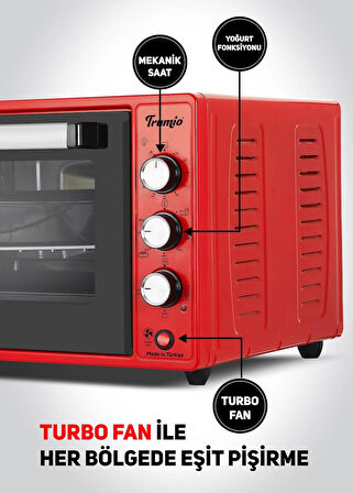 Elektrikli Fırın, Turbo Fan + Lamba, Yoğurt Mayalama