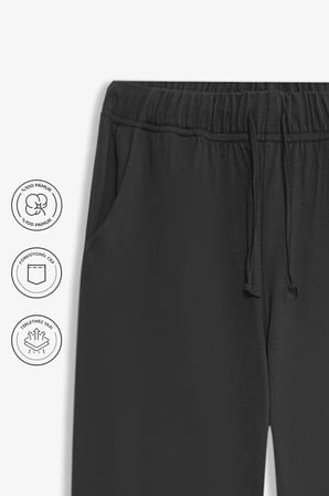 elemge %100 Pamuk Süprem Erkek Pijama Altı Antrasit Cepli Rahat Kalıp Relax Fit Lastikli Ipli Terletmez