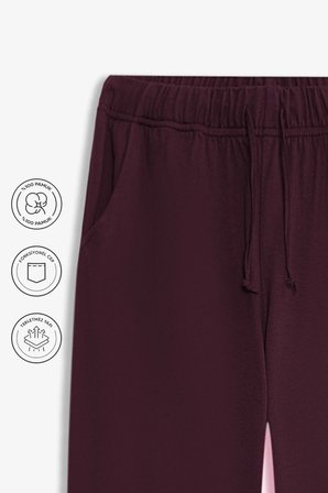 elemge %100 Pamuk Süprem Erkek Pijama Altı Bordo Rahat Kalıp Cepli Relax Fit Lastikli Ipli Terletmez Esnek