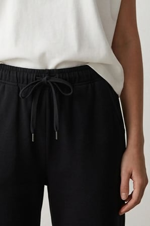 elemge %100 Pamuk Compact Penye Süprem Kadın Pijama Altı Cepli RegularFit Manşet Paça Esnek Siyah Terletmez