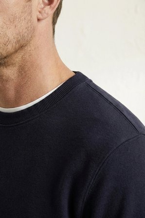 elemge Pamuklu Erkek Sweatshirt Lacivert Soft Touch Relax Fit Basic Bisiklet Yaka 3 Iplik Nefes Alan