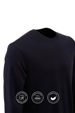 elemge Pamuklu Erkek Sweatshirt Lacivert Soft Touch Relax Fit Basic Bisiklet Yaka 3 Iplik Nefes Alan