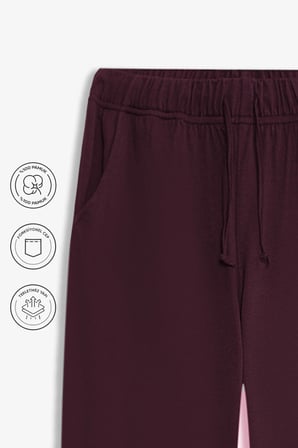 elemge %100 Pamuk 2'li Süprem Erkek Pijama Altı Compact Penye Rahat Kalıp Cepli Ipli Terletmez Bordo - Haki