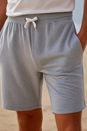 elemge Pamuklu Erkek Gri Casual Şort Yan Cepli Bağcıklı Regular Fit Kalıp Boru Paça Günlük Bermuda 2 Iplik