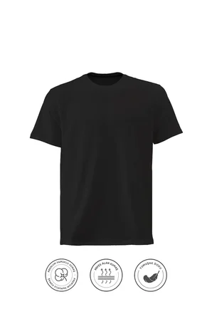 elemge Pamuk Likra Vücuda Oturan Magic Fit Siyah Erkek T-Shirt Compact Penye Kısa Kol Esnek Tişört Elastan