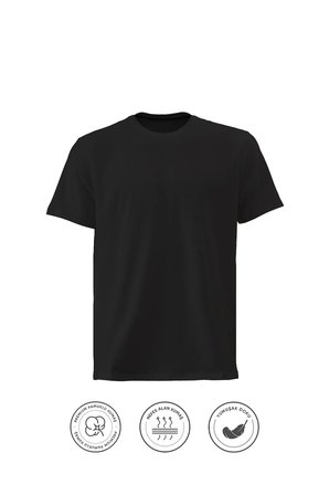 elemge Pamuk Likra Vücuda Oturan Magic Fit Siyah Erkek T-Shirt Compact Penye Kısa Kol Esnek Tişört Elastan