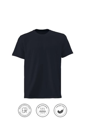 elemge Pamuk Likra Vücuda Oturan Magic Fit Lacivert Erkek T-Shirt Compact Penye Kısa Kol Tişört Elastan