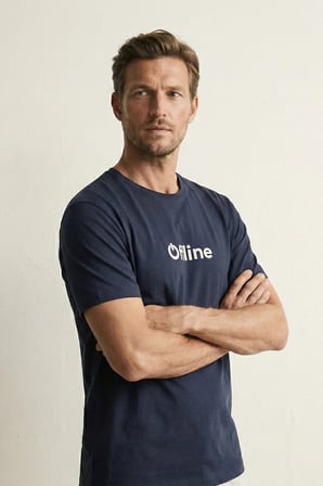 elemge %100 Pamuk Süprem Pijama Üstü T-Shirt Compact Penye Erkek Rahat Kalıp Lacivert Kısa Kol Offline Bask